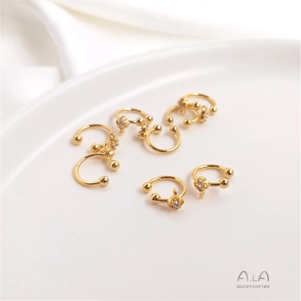 Copper plated 18K gold with zircon C-shaped earclip, small earring, DIY earring, U-shaped earclip without earhole
Copper plated 18K gold with zircon C-shaped earclip, small earring, DIY earring, U-shaped earclip without earhole