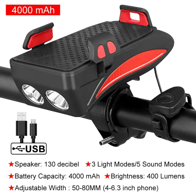 4in1 Bicycle Light Front with Bike Horn Alarm Bell Lamp Cycling Flashlight Phone Holder Rechargeable Power Bank MTB Accessories
4in1 Bicycle Light Front with Bike Horn Alarm Bell Lamp Cycling Flashlight Phone Holder Rechargeable Power Bank MTB Accessories
