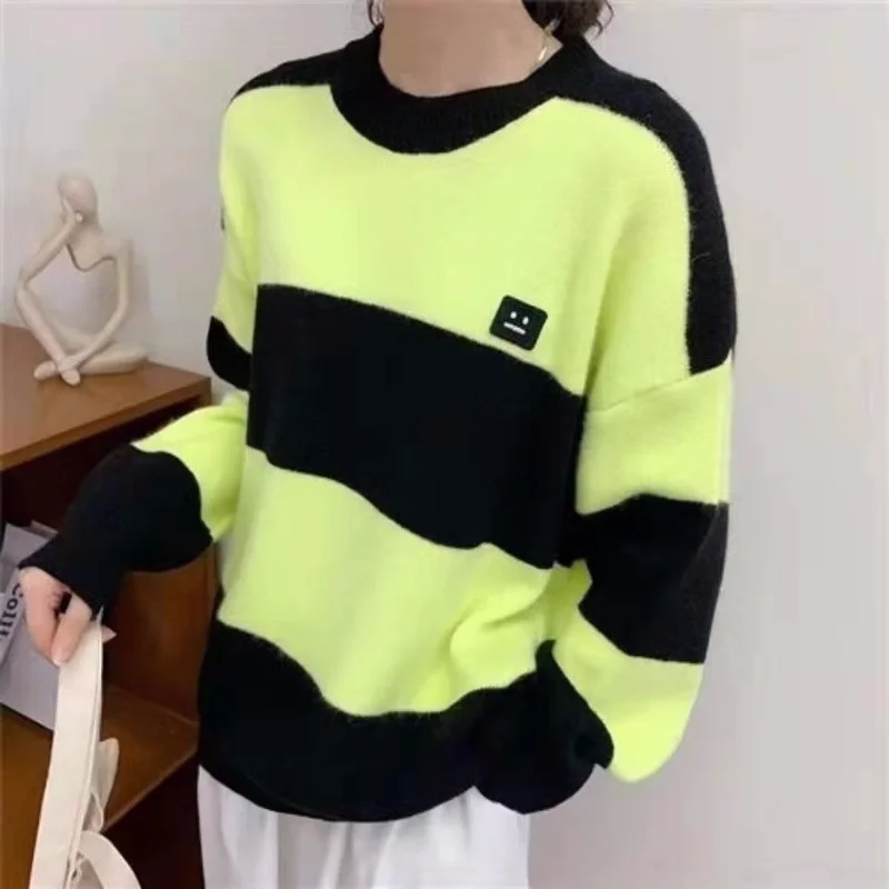 Пуловеры, свитер, новинка осень-зима 2023, корейский свитер в полоску, Женская осенне-зимняя свободная одежда, вязаный свитер для женщин
Пуловеры, свитер, новинка осень-зима 2023, корейский свитер в полоску, Женская осенне-зимняя свободная одежда, вязаный свитер для женщин