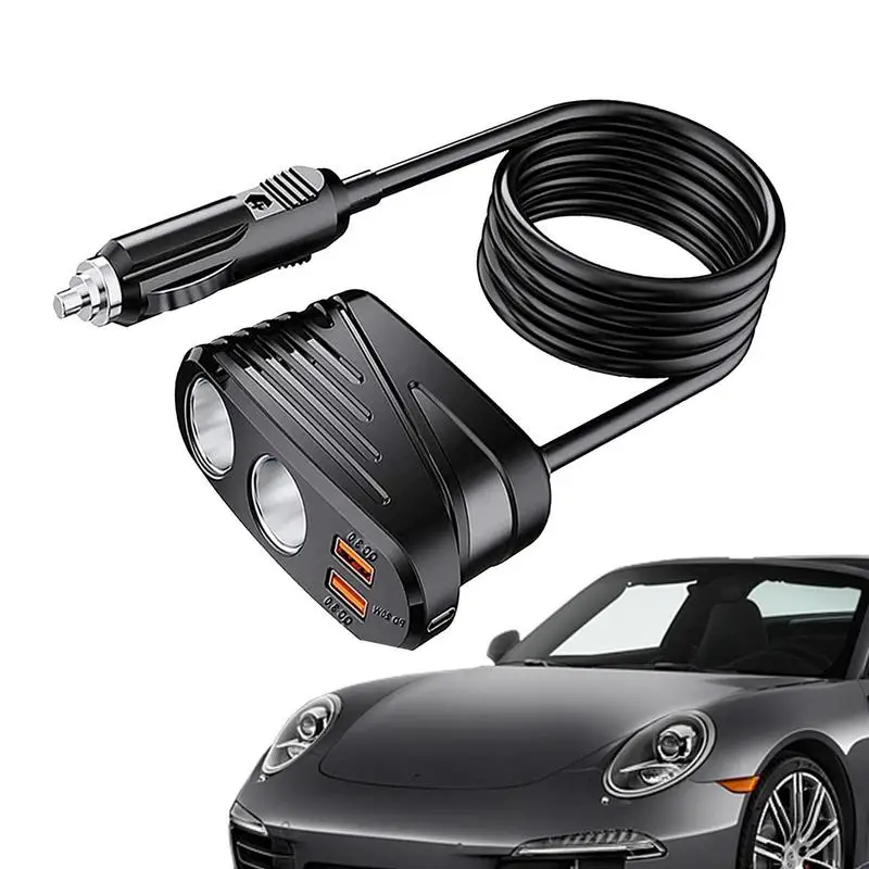 

Car Lighter Adapter 120W Type-C PD Fast-Charging Lighter Charger Automotive Lighter Splitter 2 USB Charging Ports Over-Current