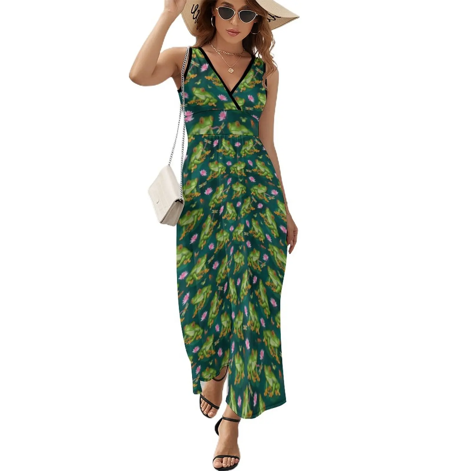 Tropical Frog Print Dress Lily And Fish Pond Korean Fashion Bohemia Long Dresses Female Party Maxi Dress Graphic Clothing Gift
Tropical Frog Print Dress Lily And Fish Pond Korean Fashion Bohemia Long Dresses Female Party Maxi Dress Graphic Clothing Gift