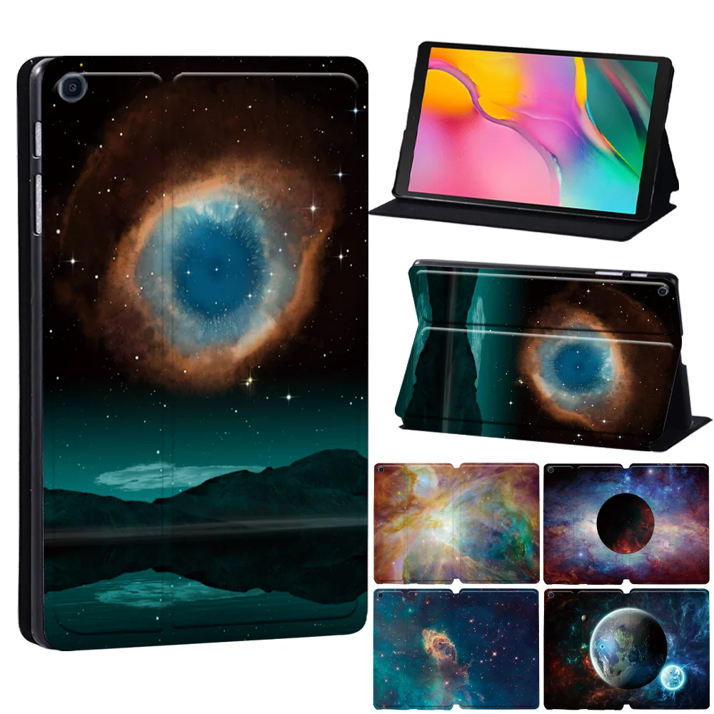 

For Samsung Galaxy Tab A7 10.4 A7 Lite A8 10.5 S5E 10.1 S6 Lite P61 Printed PU Leather Stand Folio Cover Case with Space Series