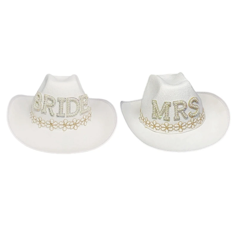 Q39C Creative BRIDE/MRS Letter Cowgirl Hat Wide Brim Western Style Caps for Wedding
Q39C Creative BRIDE/MRS Letter Cowgirl Hat Wide Brim Western Style Caps for Wedding