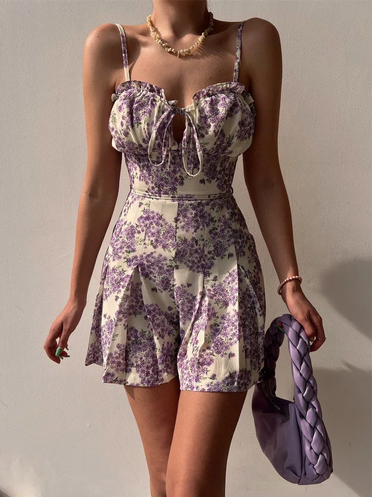 Summer Sexy Sling Slim Women Playsuits Casual Beach Sleeveless Ruffle Lace-Up Rompers 2022 Floral Print Fashion Shorts Jumpsuits
Summer Sexy Sling Slim Women Playsuits Casual Beach Sleeveless Ruffle Lace-Up Rompers 2022 Floral Print Fashion Shorts Jumpsuits