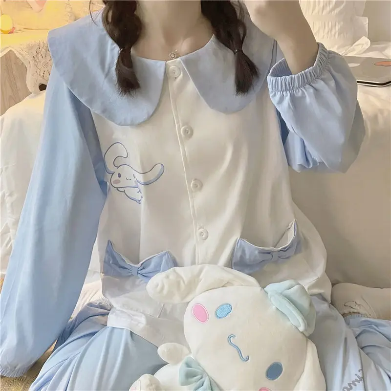 Пижамный комплект Sanrio, весенне-осенняя хлопковая одежда для сна, милая мультяшная Пижама Cinnamoroll для женщин, милая Аниме Повседневная Домашн...
Пижамный комплект Sanrio, весенне-осенняя хлопковая одежда для сна, милая мультяшная Пижама Cinnamoroll для женщин, милая Аниме Повседневная Домашн...