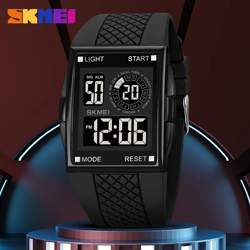 

SKMEI 2Time Sport Digital Watch Fashion LED Electronic Waterproof Countdown Chrono Wristwatches For Men Women Reloj Hombre