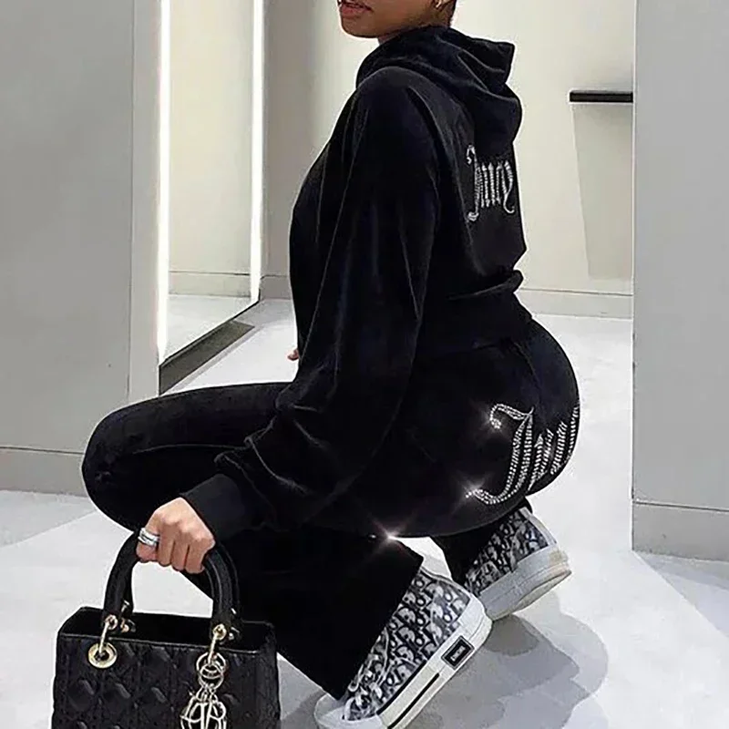 HOUZHOU Velour Jui Cy Rhinestone Tracksuit Women Autumn Winter Y2k Zip Up Hoodie Pant Sets Casual Velvet Training 2 Piece Set
HOUZHOU Velour Jui Cy Rhinestone Tracksuit Women Autumn Winter Y2k Zip Up Hoodie Pant Sets Casual Velvet Training 2 Piece Set