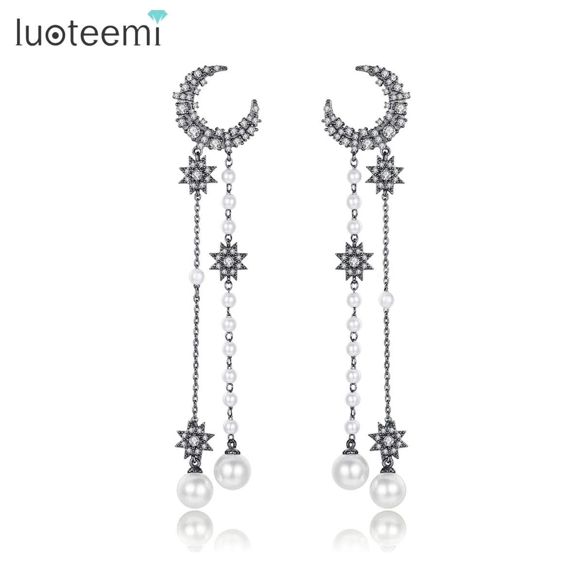 LUOTEEMI New Fashion Long Taseel Drop Earring for Women Black Moon Pearls Cubic Zirconia Tassel Earring Wholesale Wedding Jewelr
LUOTEEMI New Fashion Long Taseel Drop Earring for Women Black Moon Pearls Cubic Zirconia Tassel Earring Wholesale Wedding Jewelr