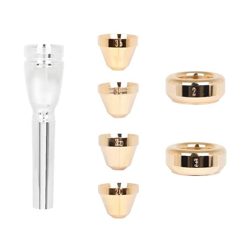Brass Trumpet Mouthpiece Set 1-1/2C 3C 2B 3B Gold Plated Mouth Pieces Cups Replacement Musical Instruments Accessories
Brass Trumpet Mouthpiece Set 1-1/2C 3C 2B 3B Gold Plated Mouth Pieces Cups Replacement Musical Instruments Accessories