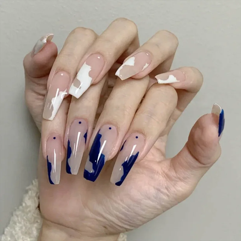 White N Blue Lovely Girl Nail Art Wearable Press On Fake Nails Tips 24pcs/box With Wearing Tools As Gift
White N Blue Lovely Girl Nail Art Wearable Press On Fake Nails Tips 24pcs/box With Wearing Tools As Gift