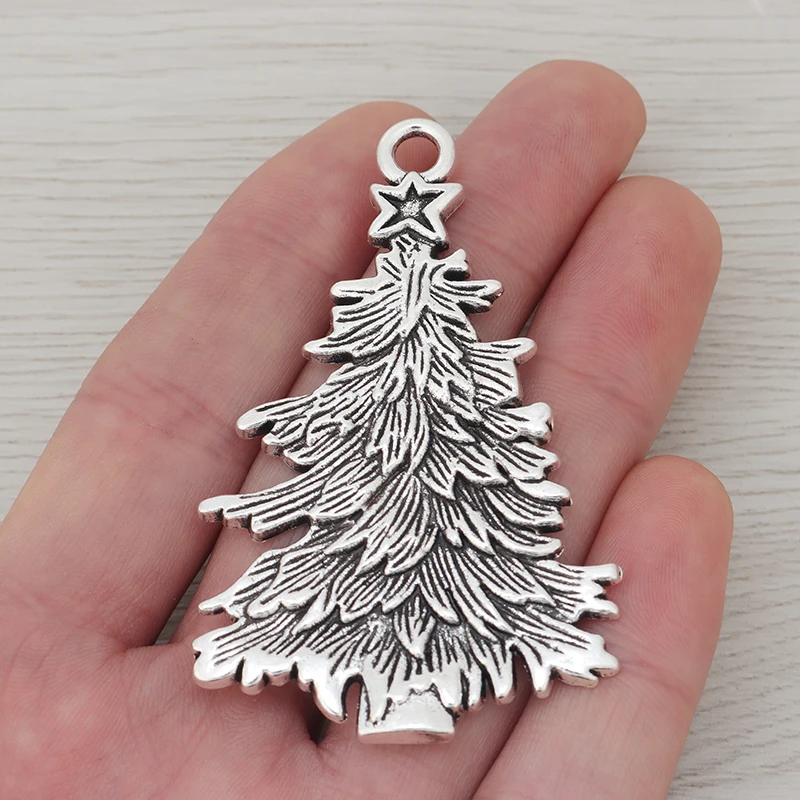 3 x Tibetan Silver Large Christmas Tree Charms Pendants for DIY Necklaces Jewelry Making Findings Accessories 68x42mm
3 x Tibetan Silver Large Christmas Tree Charms Pendants for DIY Necklaces Jewelry Making Findings Accessories 68x42mm