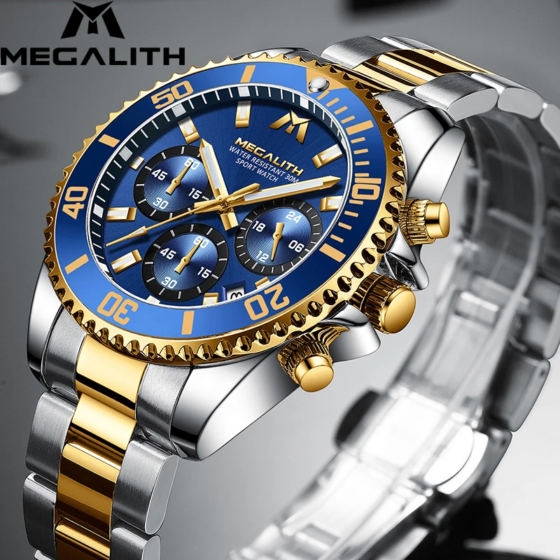 MEGALITH Business Men Watch Luxury Brand Stainless Steel Wrist Watch Chronograph Army Military Quartz Watches Relogio Masculino
MEGALITH Business Men Watch Luxury Brand Stainless Steel Wrist Watch Chronograph Army Military Quartz Watches Relogio Masculino