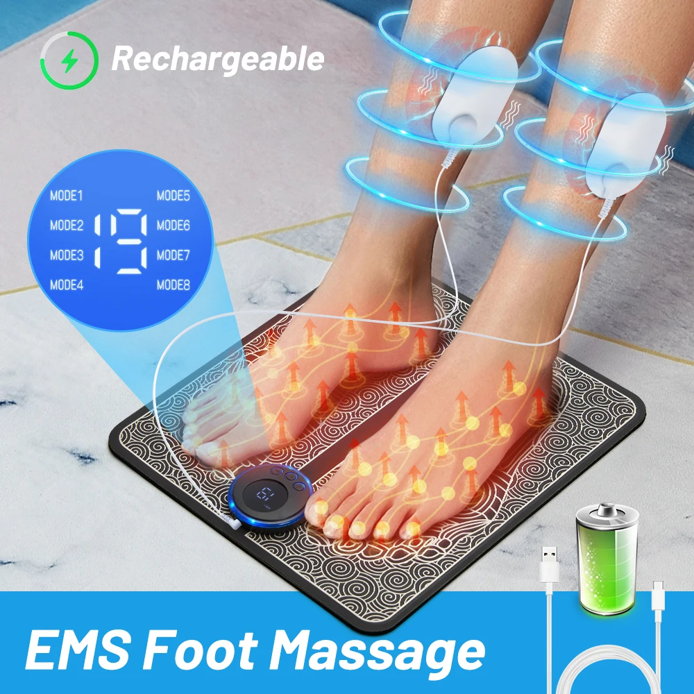 

Electric EMS Foot Massager Pad TENS Feet Massage Muscle Stimulation Relief Pain Improve Blood Circulation,Suppoer Dropshipping