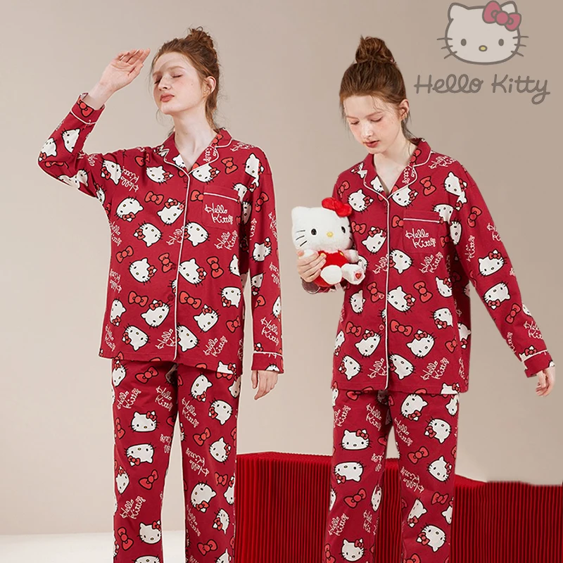 Kawaii Sanrio Kitty Cartoon Printed Cotton Pajamas Set Summer Cute Girls Y2K Red Accessories Long-Sleeved Trousers Home Clothes
Kawaii Sanrio Kitty Cartoon Printed Cotton Pajamas Set Summer Cute Girls Y2K Red Accessories Long-Sleeved Trousers Home Clothes