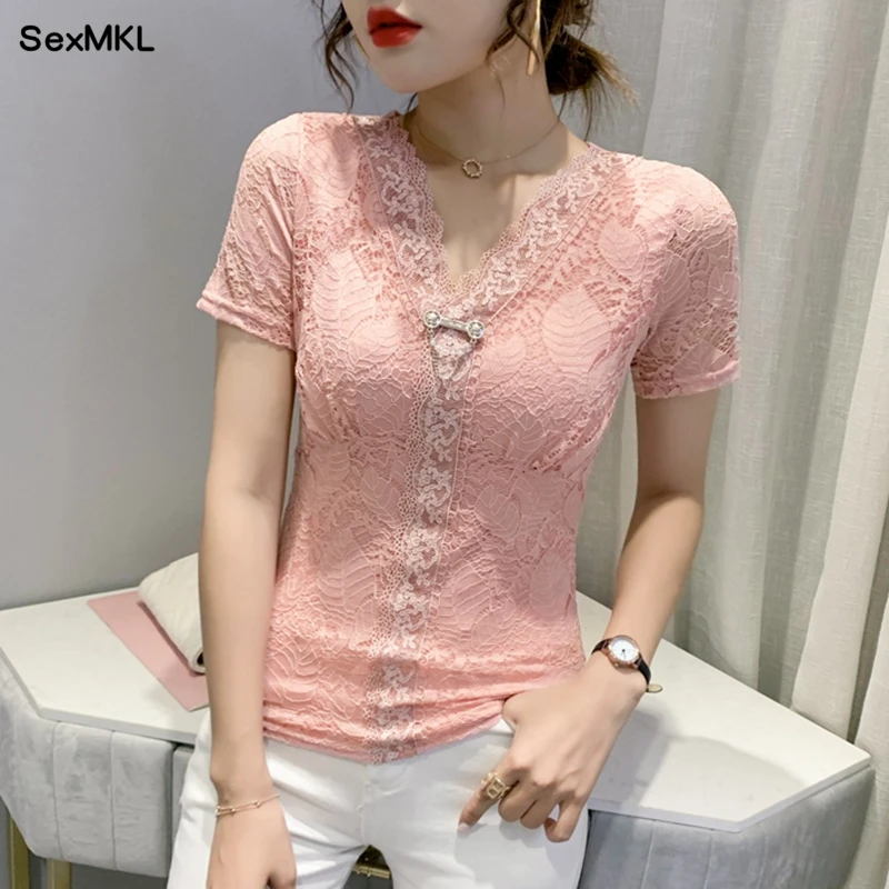 Summer Lace Blouses Women 2023 Elegant Fashion V Neck Hollow Out Blusa Feminina Slim White Black Pink Sexy Ladies Tops Shirts
Summer Lace Blouses Women 2023 Elegant Fashion V Neck Hollow Out Blusa Feminina Slim White Black Pink Sexy Ladies Tops Shirts