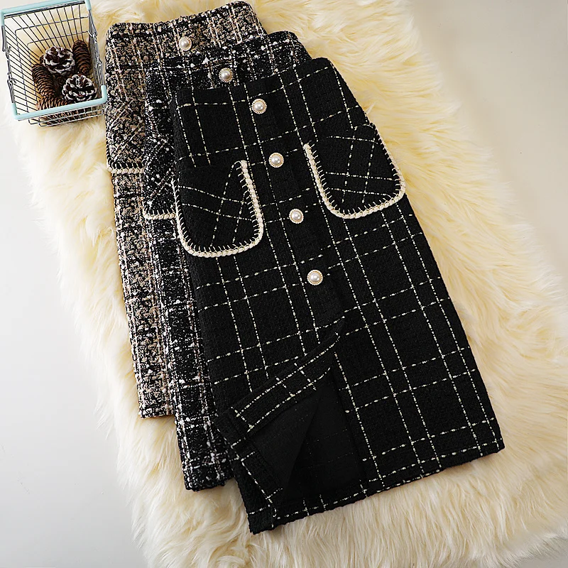 Winter TweedXiaoxiangfeng High-waist Plaid Woolen A-line Skirt Female Autumn And Winter Mid-length Tweed Thin One-step Hip Skirt
Winter TweedXiaoxiangfeng High-waist Plaid Woolen A-line Skirt Female Autumn And Winter Mid-length Tweed Thin One-step Hip Skirt