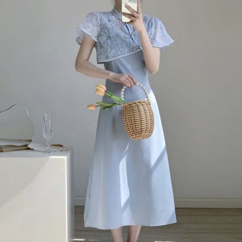 Women Clothing Sets Short Loose Embroidered Top With Solid Sling Dress 2023 New Chinese Cheongsam Elegant Dresses Two Piece Suit
Women Clothing Sets Short Loose Embroidered Top With Solid Sling Dress 2023 New Chinese Cheongsam Elegant Dresses Two Piece Suit