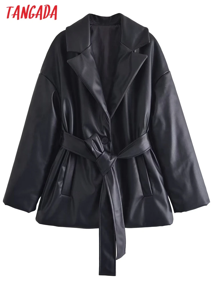 Tangada Women Black Faux Leather Warm Parkas with Belt Thick 2022 Winter Pockets Female Elegant Coat Jacket QN165
Tangada Women Black Faux Leather Warm Parkas with Belt Thick 2022 Winter Pockets Female Elegant Coat Jacket QN165