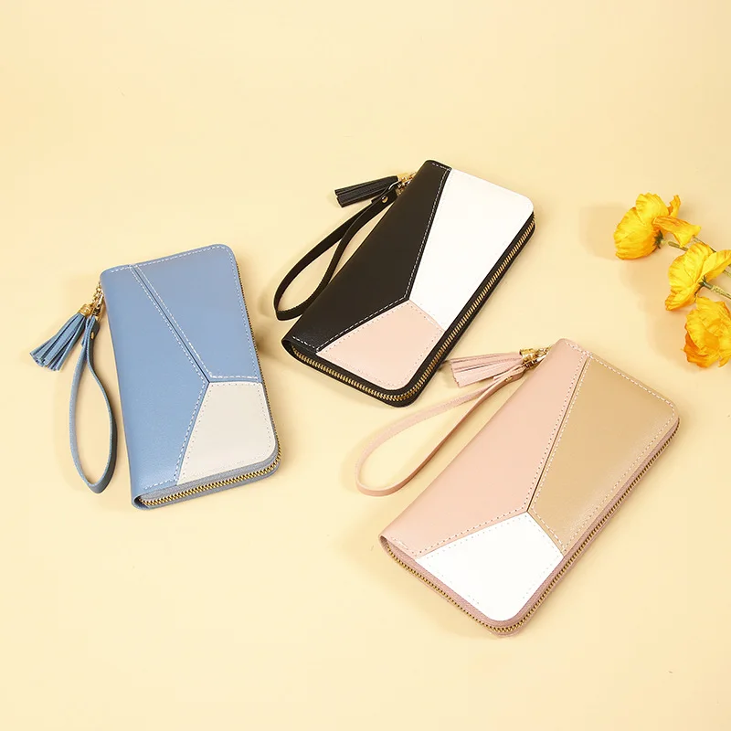Women Patchwork Wallet 2022 PU Leather Luxury Long Square Tassel Ladies Purses Fashion Simple Women Wallets
Women Patchwork Wallet 2022 PU Leather Luxury Long Square Tassel Ladies Purses Fashion Simple Women Wallets