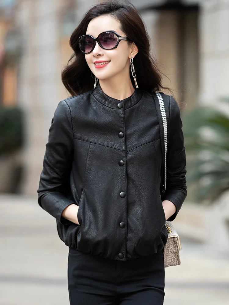 Женская короткая куртка Haining из натуральной кожи, Новинка весна-осень 2023, свободная и Повседневная Корейская куртка из овчины, маленькое пальто 
Женская короткая куртка Haining из натуральной кожи, Новинка весна-осень 2023, свободная и Повседневная Корейская куртка из овчины, маленькое пальто