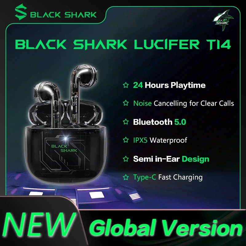 Global Version Black Shark T14 TWS Earphone Wireless Earbuds Black Shark lucifer T14 Ture Wireless Earbuds 24Hours Playtime
Global Version Black Shark T14 TWS Earphone Wireless Earbuds Black Shark lucifer T14 Ture Wireless Earbuds 24Hours Playtime