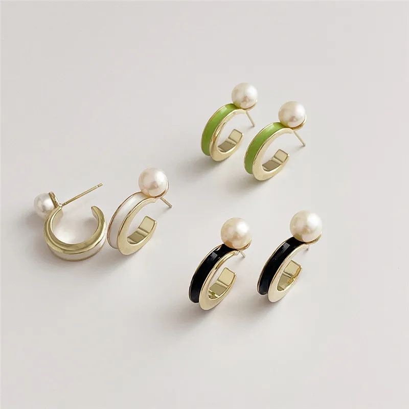 Trendy Black Green Dripping Oil Alloy Imitation Pearl Loop Hoop Earrings for Women Girls Classic Piercing Earrings Jewelry
Trendy Black Green Dripping Oil Alloy Imitation Pearl Loop Hoop Earrings for Women Girls Classic Piercing Earrings Jewelry
