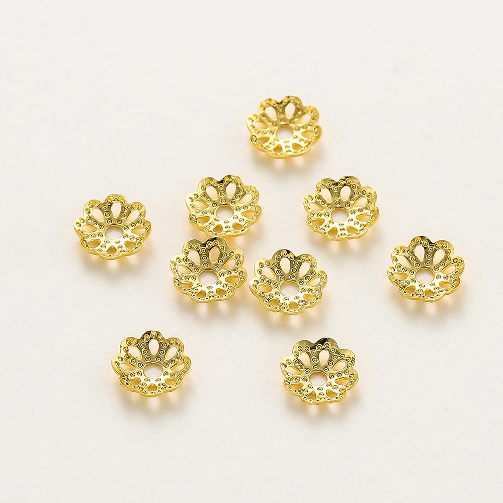 50PCS 6mm/8mm 14K/18K Real Gold Plated Brass Hollow Flowers Beads Caps High Quality Diy Jewelry Accessories
50PCS 6mm/8mm 14K/18K Real Gold Plated Brass Hollow Flowers Beads Caps High Quality Diy Jewelry Accessories