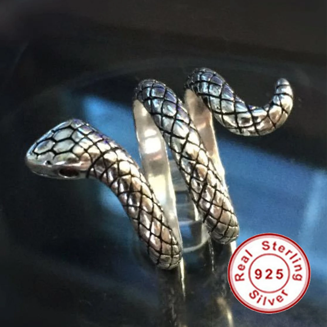 Weight 6.5g Thai Snake Ring Sterling 925 Resizable Vintage Rings For Men Women All Fingers Pure 925 Silver Certification
Weight 6.5g Thai Snake Ring Sterling 925 Resizable Vintage Rings For Men Women All Fingers Pure 925 Silver Certification