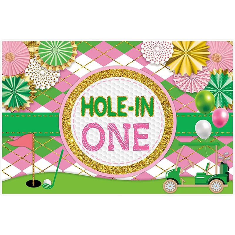 Hole in One Golf Backdrop 1st Birthday Baby Girl Sports Party Supplies Balloons Green and Pink Background Banner Cake Table
Hole in One Golf Backdrop 1st Birthday Baby Girl Sports Party Supplies Balloons Green and Pink Background Banner Cake Table