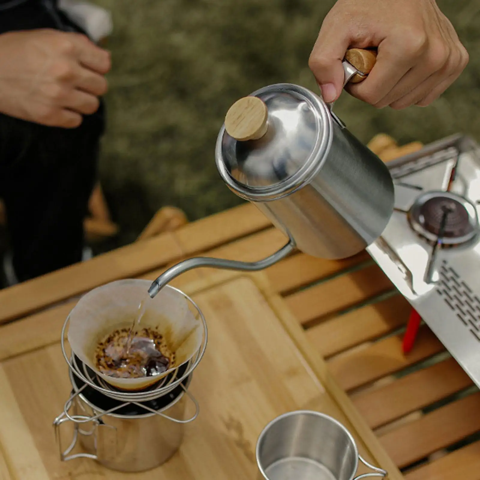 Camping Coffee Kettle 650ml Steel Outdoor Hand-brewed Handle Pot Coffee Wooden Tea Shochu Portable Pot A8Q3
Camping Coffee Kettle 650ml Steel Outdoor Hand-brewed Handle Pot Coffee Wooden Tea Shochu Portable Pot A8Q3