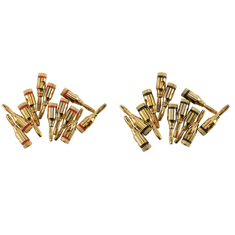 Banana Plugs Open Screw 24K Gold Plated Plugs Audio Jack Connector For Speaker Stereo Cable, 24-Pack (12 Red, 12 Black)
Banana Plugs Open Screw 24K Gold Plated Plugs Audio Jack Connector For Speaker Stereo Cable, 24-Pack (12 Red, 12 Black)