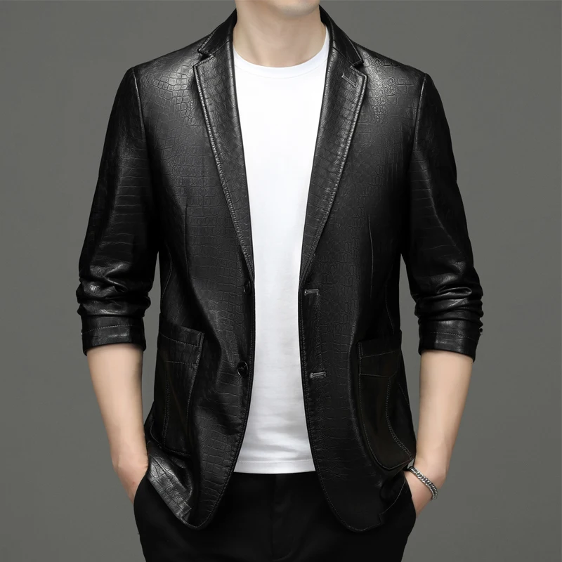 Slim-Fit Leather Suit Autumn New Haining Motorcycle Leather Jacket Leisure Suit Leather Pattern Men's Jacket
Slim-Fit Leather Suit Autumn New Haining Motorcycle Leather Jacket Leisure Suit Leather Pattern Men's Jacket