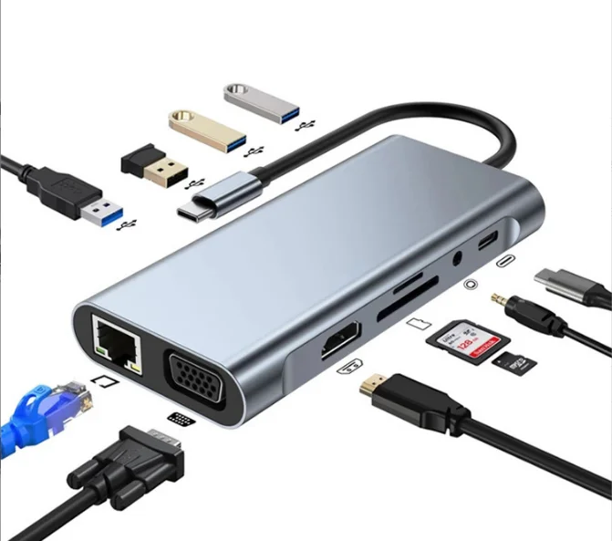 HDMI HUB Docking Station Port USB C Hub 11 in 1 Type C VGA USB3.0 PD Audio TF SD for MacBook Pro Samsung Huawei Laptop Computer
HDMI HUB Docking Station Port USB C Hub 11 in 1 Type C VGA USB3.0 PD Audio TF SD for MacBook Pro Samsung Huawei Laptop Computer
