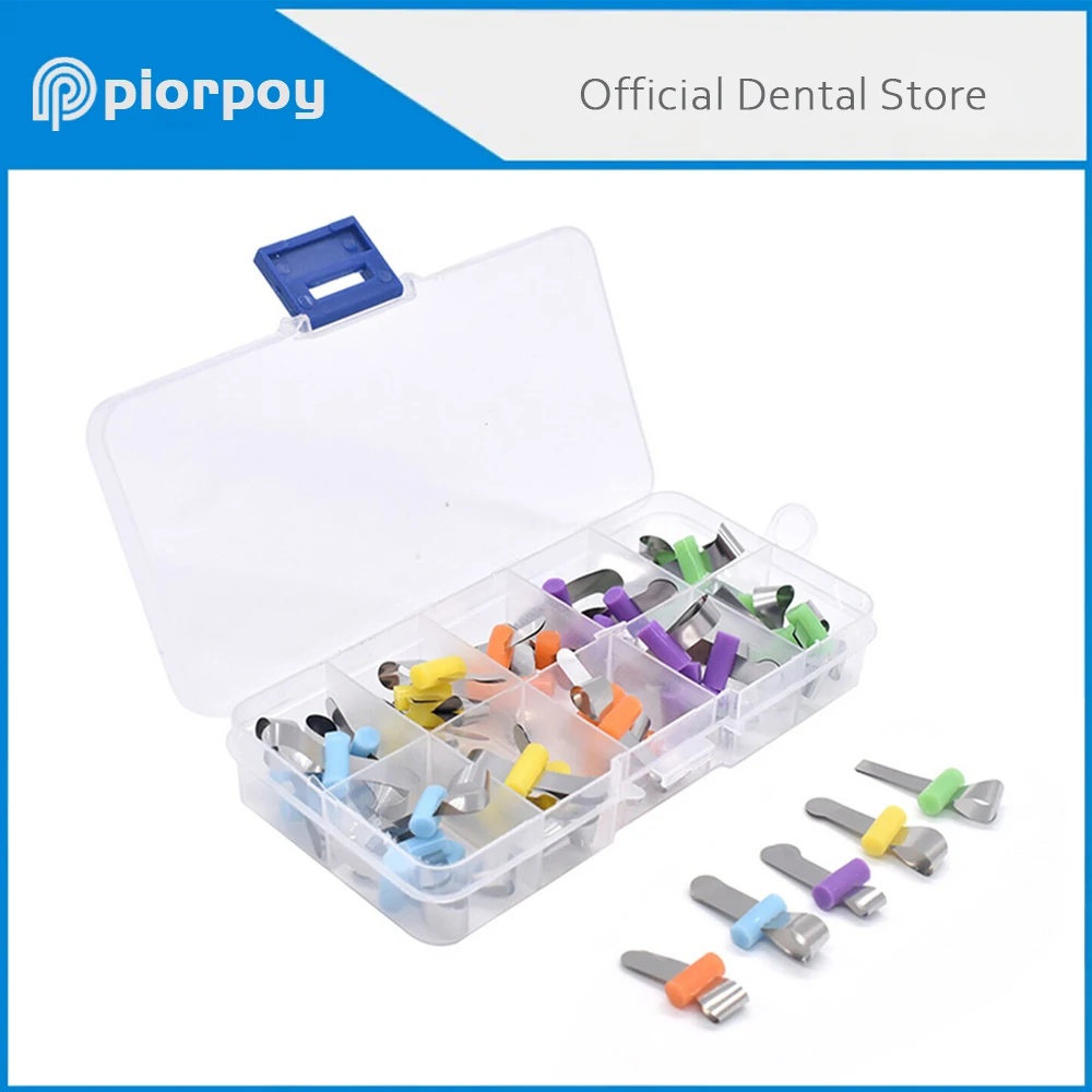 

PIORPOY 50 Pcs/Box Dental Forming Sheet Metal Matrix Sectional Contoured Matrice Band Retainerless Retainer Mixed Dentistry Tool