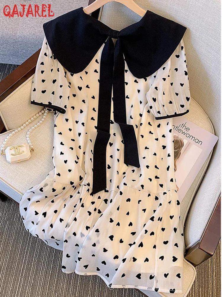 2023 Summer New Doll Collar Bow Chic Mini Loose Dress Korean Fashion Polka Dot Elegant Chiffon Dress Women Luxury Evening Dress
2023 Summer New Doll Collar Bow Chic Mini Loose Dress Korean Fashion Polka Dot Elegant Chiffon Dress Women Luxury Evening Dress