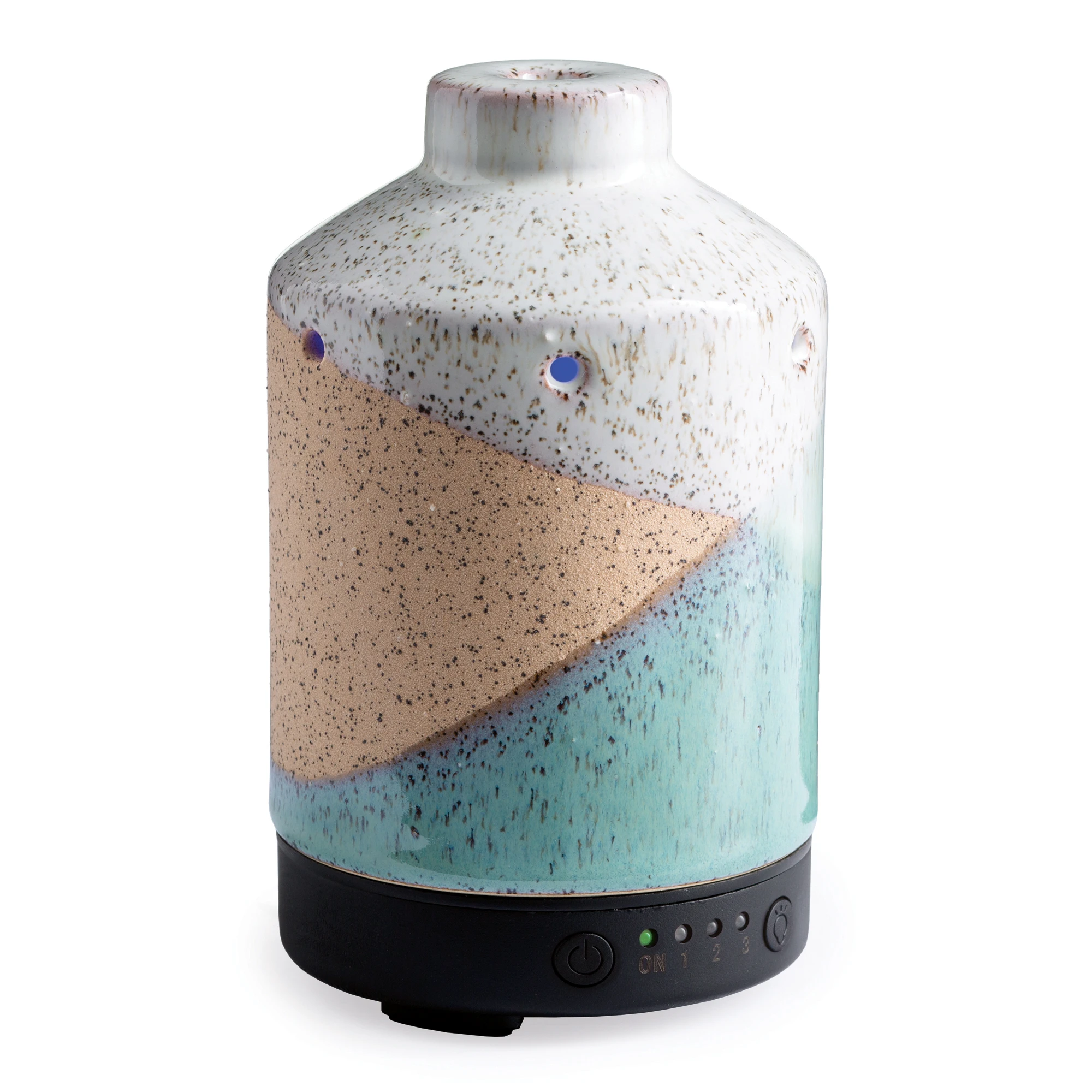 Speckled Shore Medium 100 mL Ceramic Essential Oil Diffuser With Timer, Aqua and Tan
Speckled Shore Medium 100 mL Ceramic Essential Oil Diffuser With Timer, Aqua and Tan