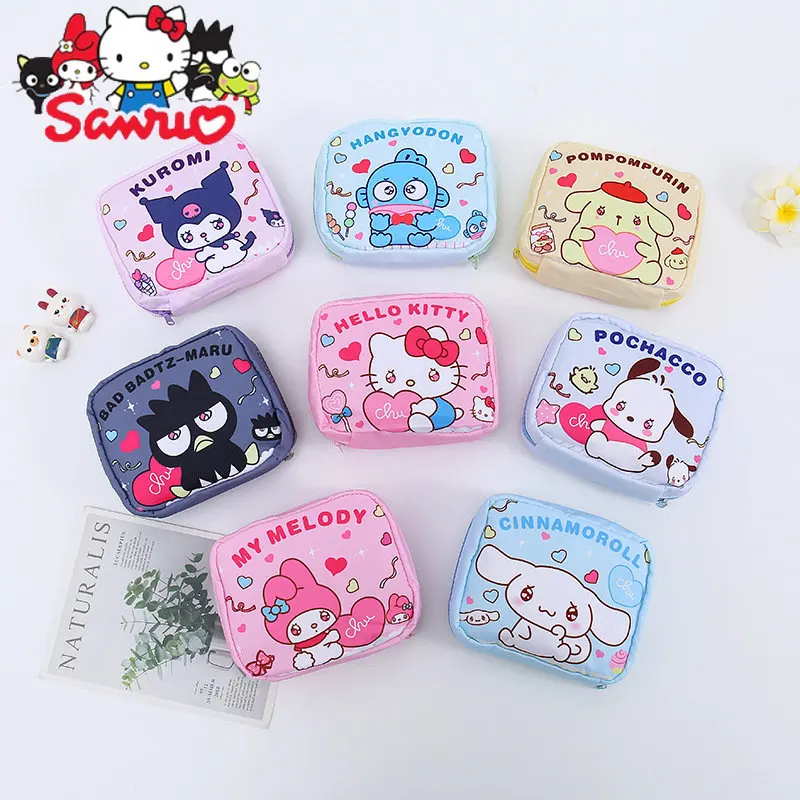 

Sanrio Melody Kuromi Hello Kitty Cinnamoroll понравико сумка для хранения японских мультяшных тампонов Милая портативная Косметика маленькая искусственная кожа