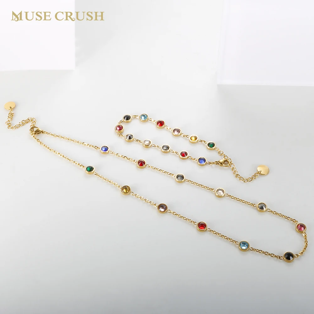 TS Fans 12 Birthstones Colorful CZ Crystal Necklace Bracelet Jewelry Set Stainless Steel Gold Plated for Women Girl Trendy Gifts
TS Fans 12 Birthstones Colorful CZ Crystal Necklace Bracelet Jewelry Set Stainless Steel Gold Plated for Women Girl Trendy Gifts