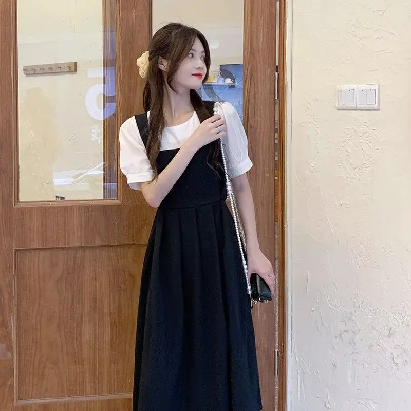 Retro Black Women Dress Spliced with Fake Two Pieces Retro Strap Long Dress Fashion Street Wear Casual Summer Lady Clothe
Retro Black Women Dress Spliced with Fake Two Pieces Retro Strap Long Dress Fashion Street Wear Casual Summer Lady Clothe