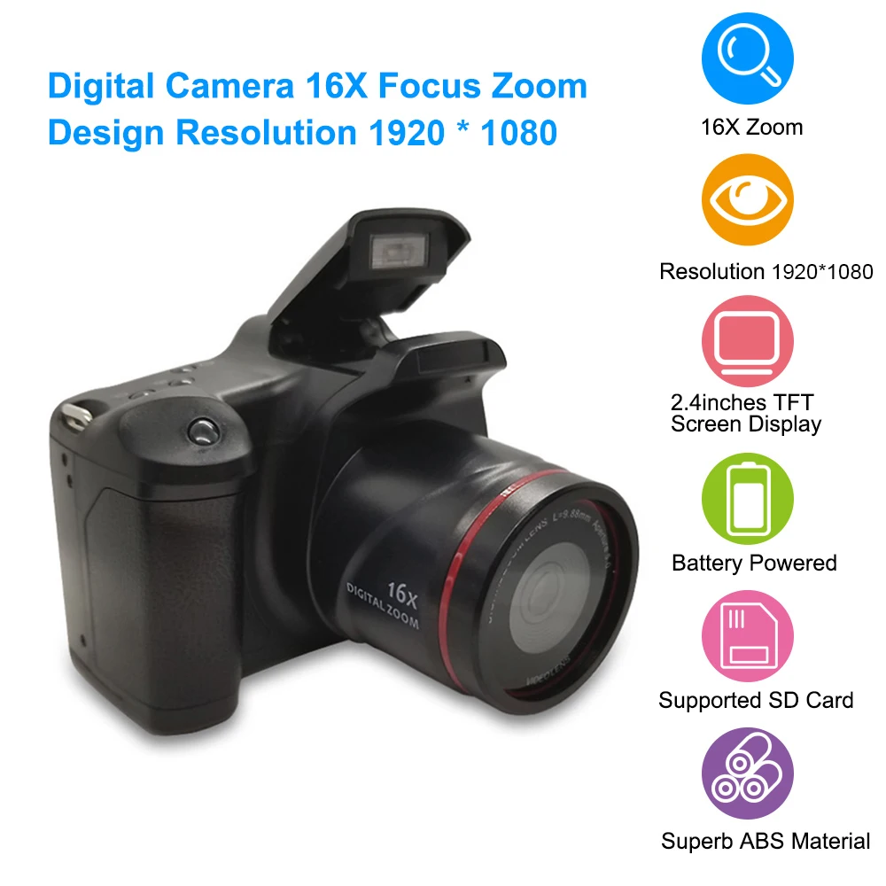 Цифровая камера 16X F-ocus Zoom дизайнерская 1920x1080 с поддержкой карт на 32 ГБ портативная