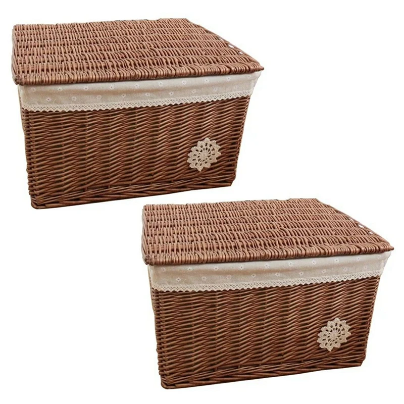 2X Rattan Storage Box With Lid Seagrass Woven Storage Basket Handmade Basket Cosmetic Wicker Container - Small 
2X Rattan Storage Box With Lid Seagrass Woven Storage Basket Handmade Basket Cosmetic Wicker Container - Small