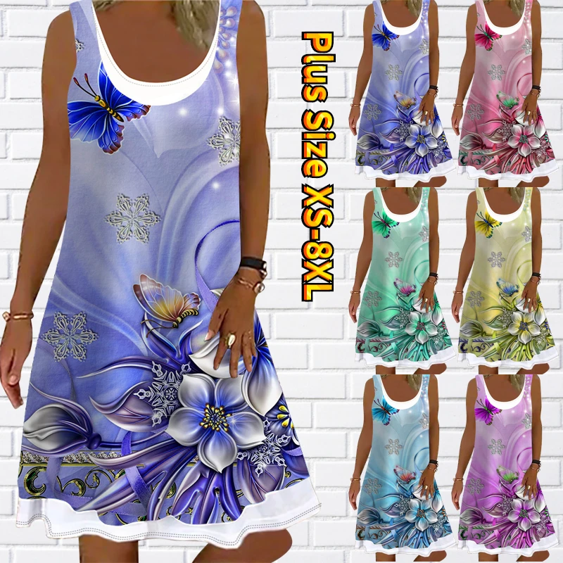 2022 New Summer Women's Flower Drawing Vest Skirt Sexy Loose Size Dress Round Neck Sleeveless MIDI Skirt Butterfly Print Skirt
2022 New Summer Women's Flower Drawing Vest Skirt Sexy Loose Size Dress Round Neck Sleeveless MIDI Skirt Butterfly Print Skirt