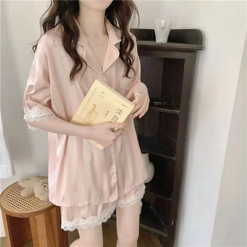 Кружевные женские пижамные комплекты, однотонная Корейская Пижама, одежда для сна с карманами, нижнее белье, комплекты из двух предметов с шортами, одежда для сна 2023
Кружевные женские пижамные комплекты, однотонная Корейская Пижама, одежда для сна с карманами, нижнее белье, комплекты из двух предметов с шортами, одежда для сна 2023