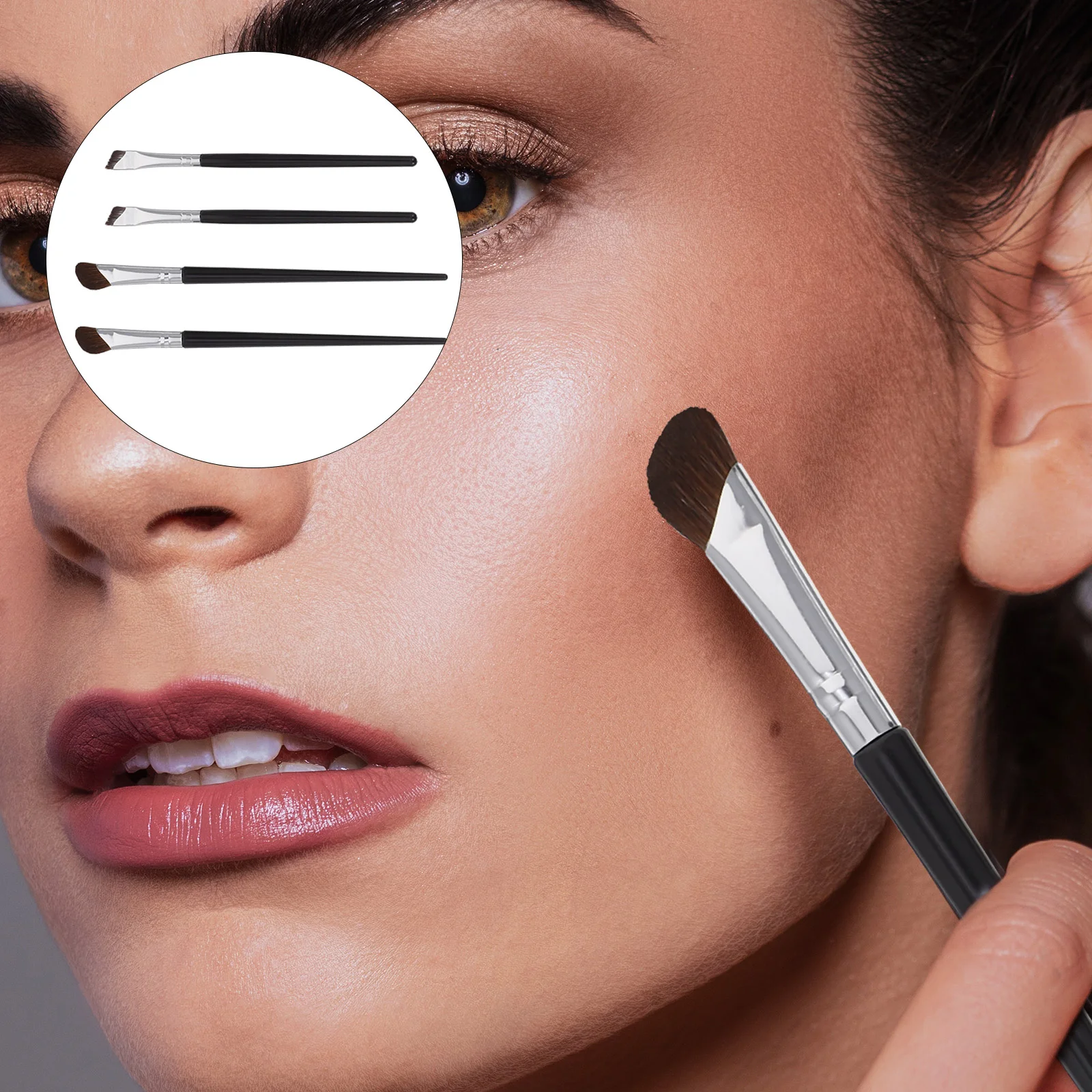 

4 Pcs Contour Brush Makeup Eye Shadow Brow Brushes For Eyebrows Eyeshadow Eyeliner Applicator Tool Concealer Under