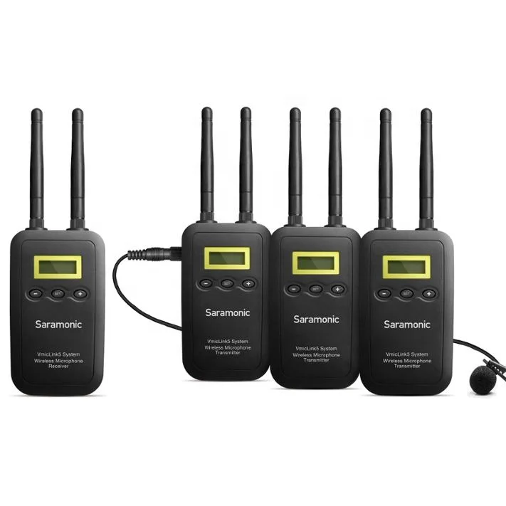 

Saramonic VmicLink5 RX+TX+TX+TX Camera-Mount Digital Wireless Microphone System with Three Bodypack Transmitters and Lavalier Mi