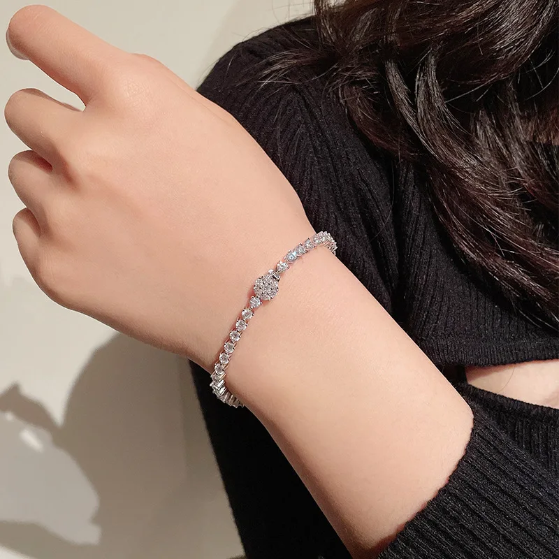 

Mosson Diamond Luxury 925 Sterling Silver Sparkly bracelet Christmas wedding Anniversary gift for New Year valentine's Day