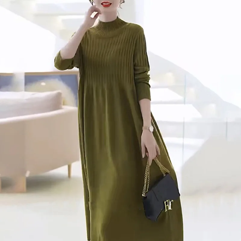 SuperAen New Autumn and Winter Half-turtleneck Fashion Knitted Wool Bottoming Dress Joker Long Sleeve Long Sweater Dress
SuperAen New Autumn and Winter Half-turtleneck Fashion Knitted Wool Bottoming Dress Joker Long Sleeve Long Sweater Dress
