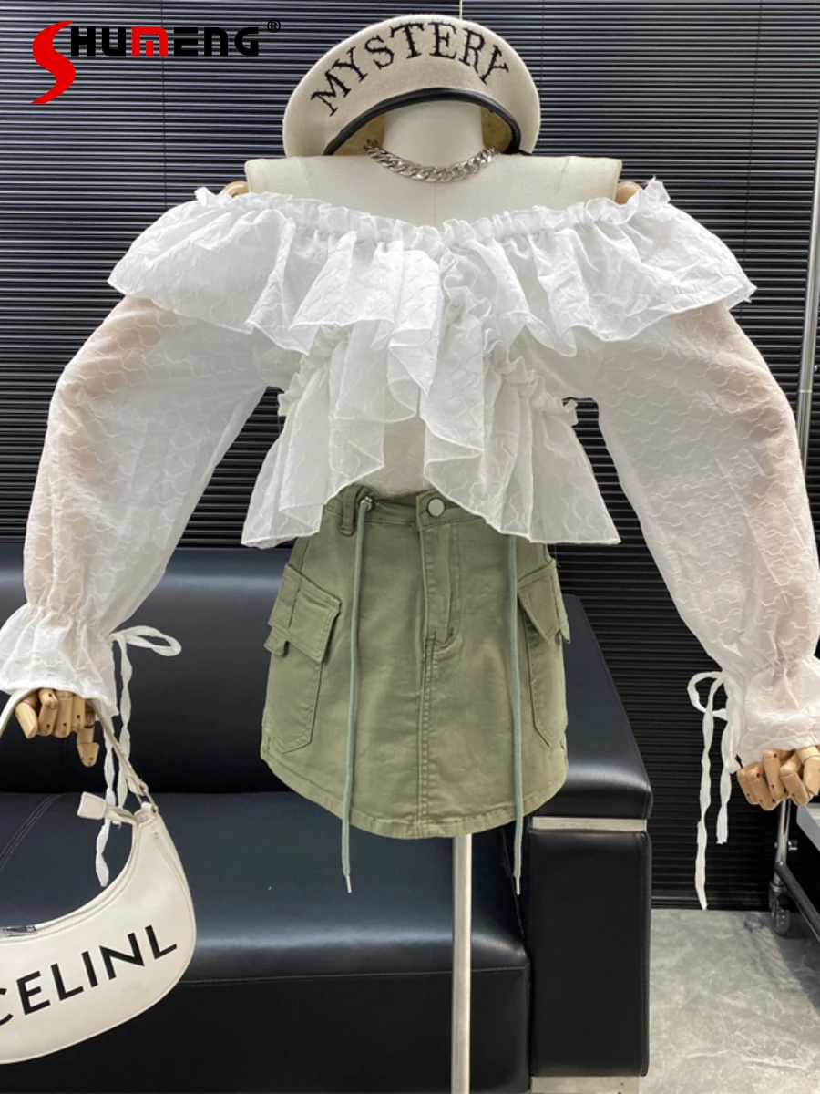 New Ladies Off-Shoulder Collar Ruffled Bell Sleeve Shirt Women 2022 Autumn Gentle Elegant Super Fairy Slimming Pullover Blouses
New Ladies Off-Shoulder Collar Ruffled Bell Sleeve Shirt Women 2022 Autumn Gentle Elegant Super Fairy Slimming Pullover Blouses