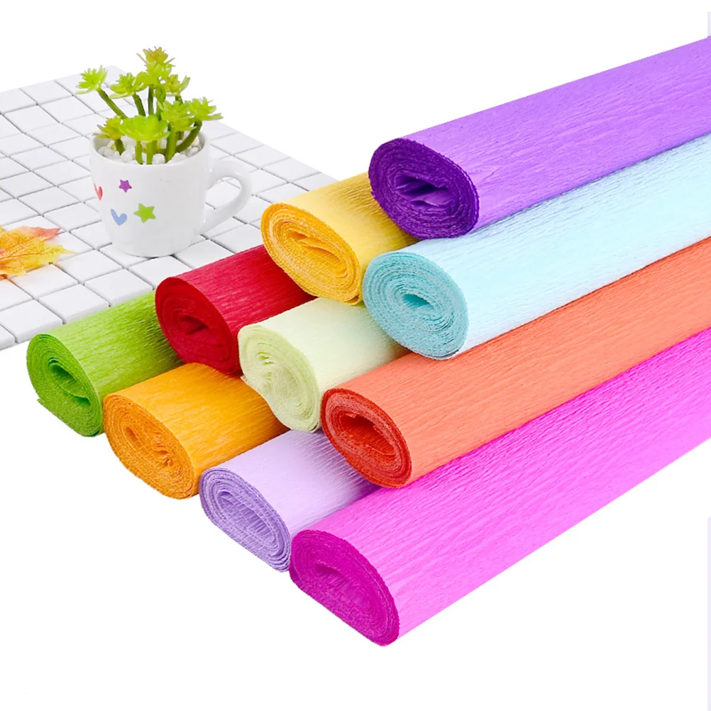 

10 Rolls Crepe Paper Folds Streamer Streamers Colorful Creative DIY Flower Craft Paper ( Mix 10 Colors at Random )