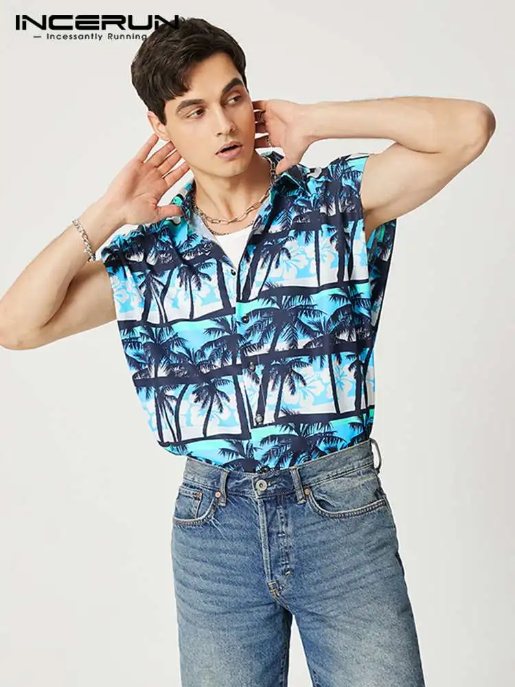 Stylish New Men Sleeveless Shirts Casual Well Fitting Male Printed Lapel Summer Vacation Holiday Blouse S-5XL INCERUN Tops 2022
Stylish New Men Sleeveless Shirts Casual Well Fitting Male Printed Lapel Summer Vacation Holiday Blouse S-5XL INCERUN Tops 2022